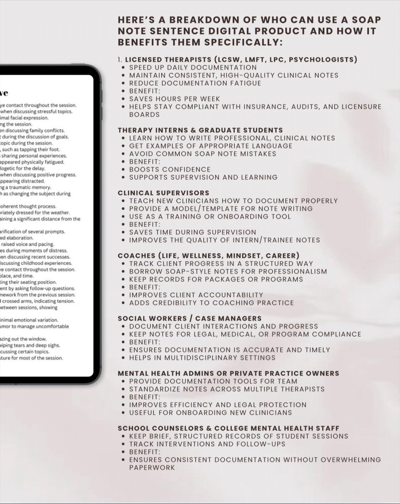 SOAP Notes Sentence Examples for Therapy Notes Progess Notes Assistant