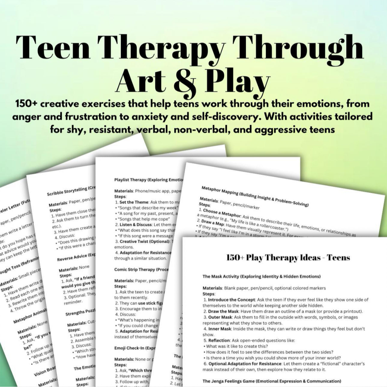 Teen Therapy Art and Play Therapy: Session Planning Creative Therapeutic Exercises