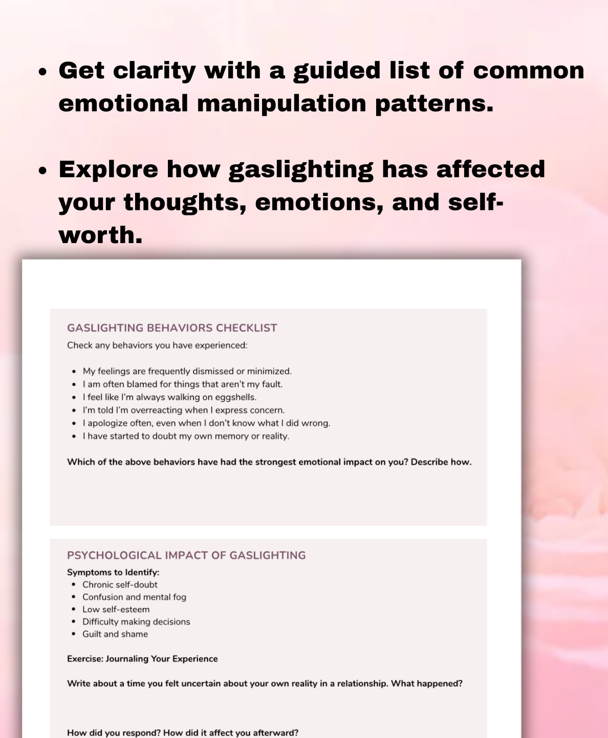 Gaslighting Worksheets