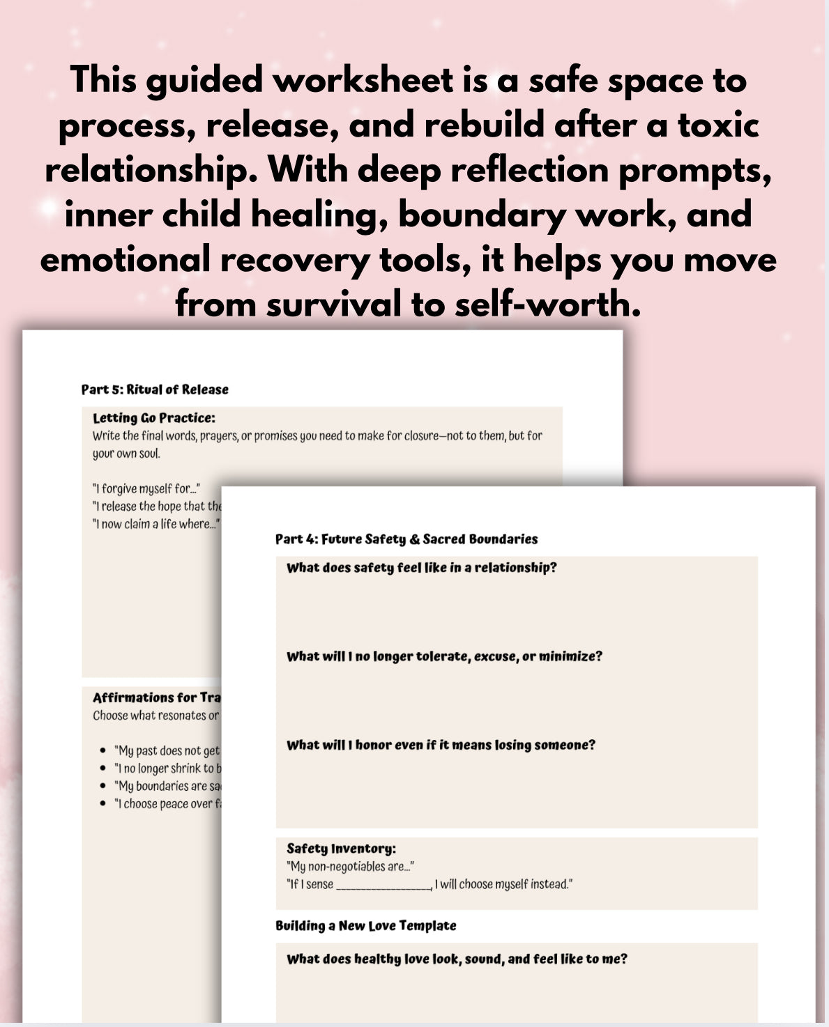 Healing from Toxic Relationship Worksheets