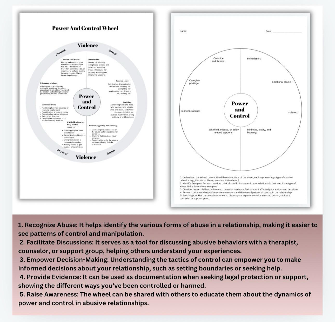 Domestic Abuse Workbook Cycle of Violence Healing Toxic Relationship Recovery Worksheets
