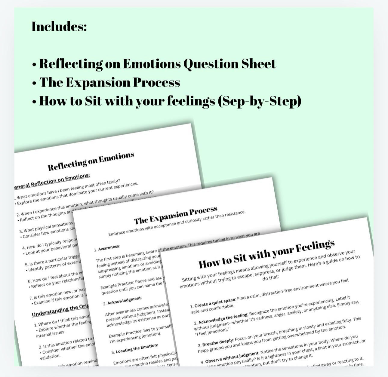 Sitting with Our Emotions Feelings Bundle Toolkit Emotions Self Awareness Therapy Digital Download PDF