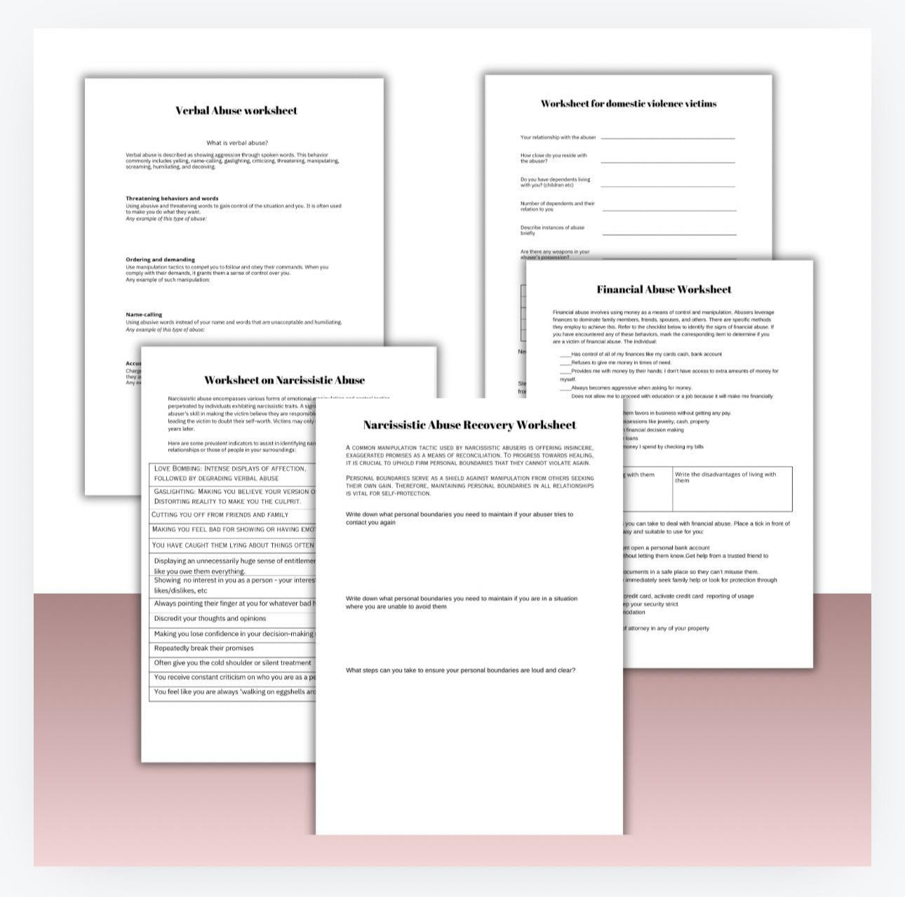 Domestic Abuse Workbook Cycle of Violence Healing Toxic Relationship Recovery Worksheets