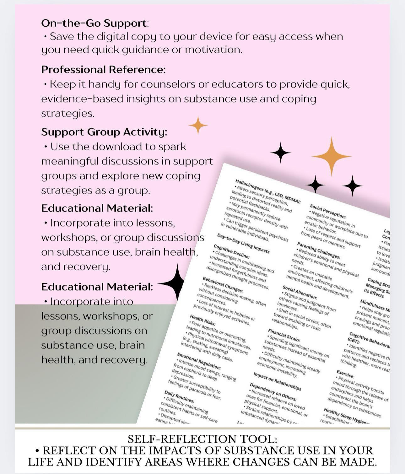 Substance Use and Effects Cheat Sheet Addiction Reference Guide Coping Strategies Personal Recovery Tool