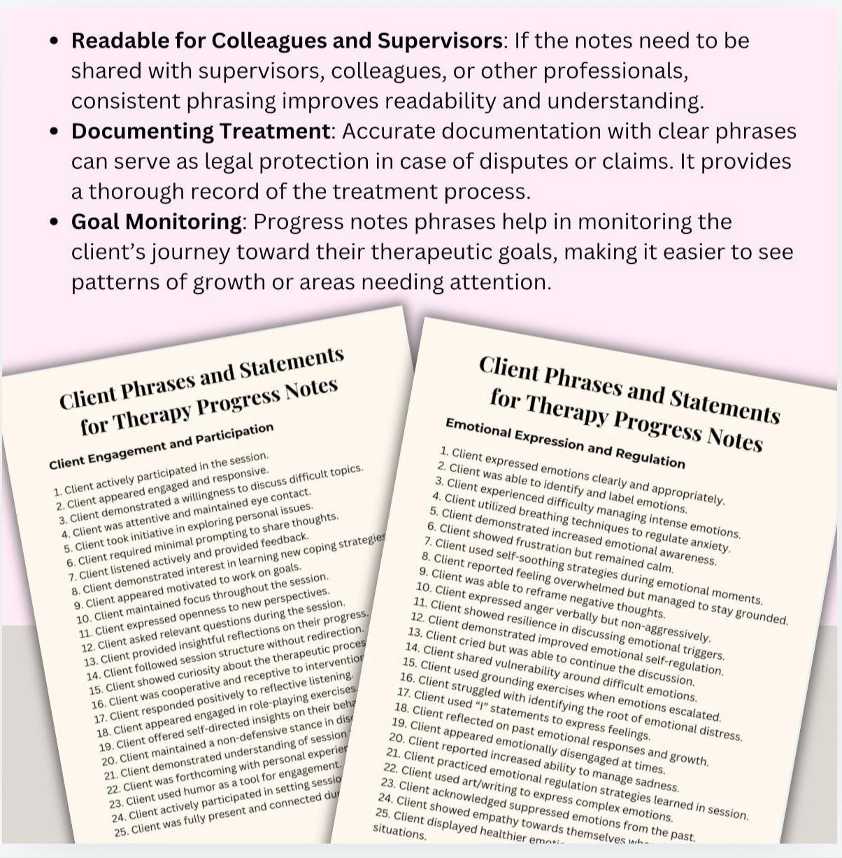 Therapy Progess Phrases and Statements for Session Scripts Therapist Report Psychotherapy Notes Phrases and Statements