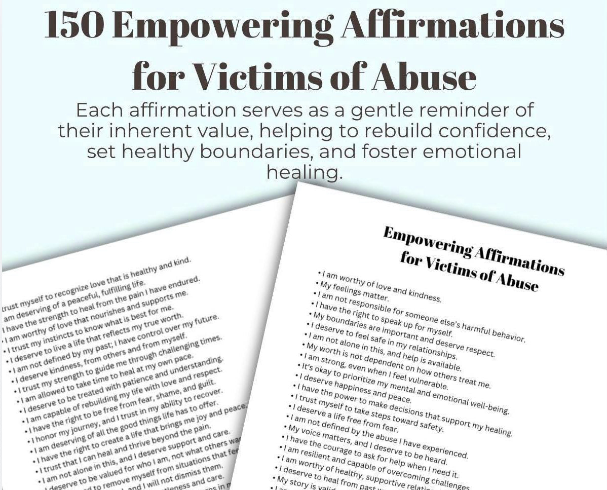 Affirmations for Abuse Victims Printable Reminders Self Care PDF
