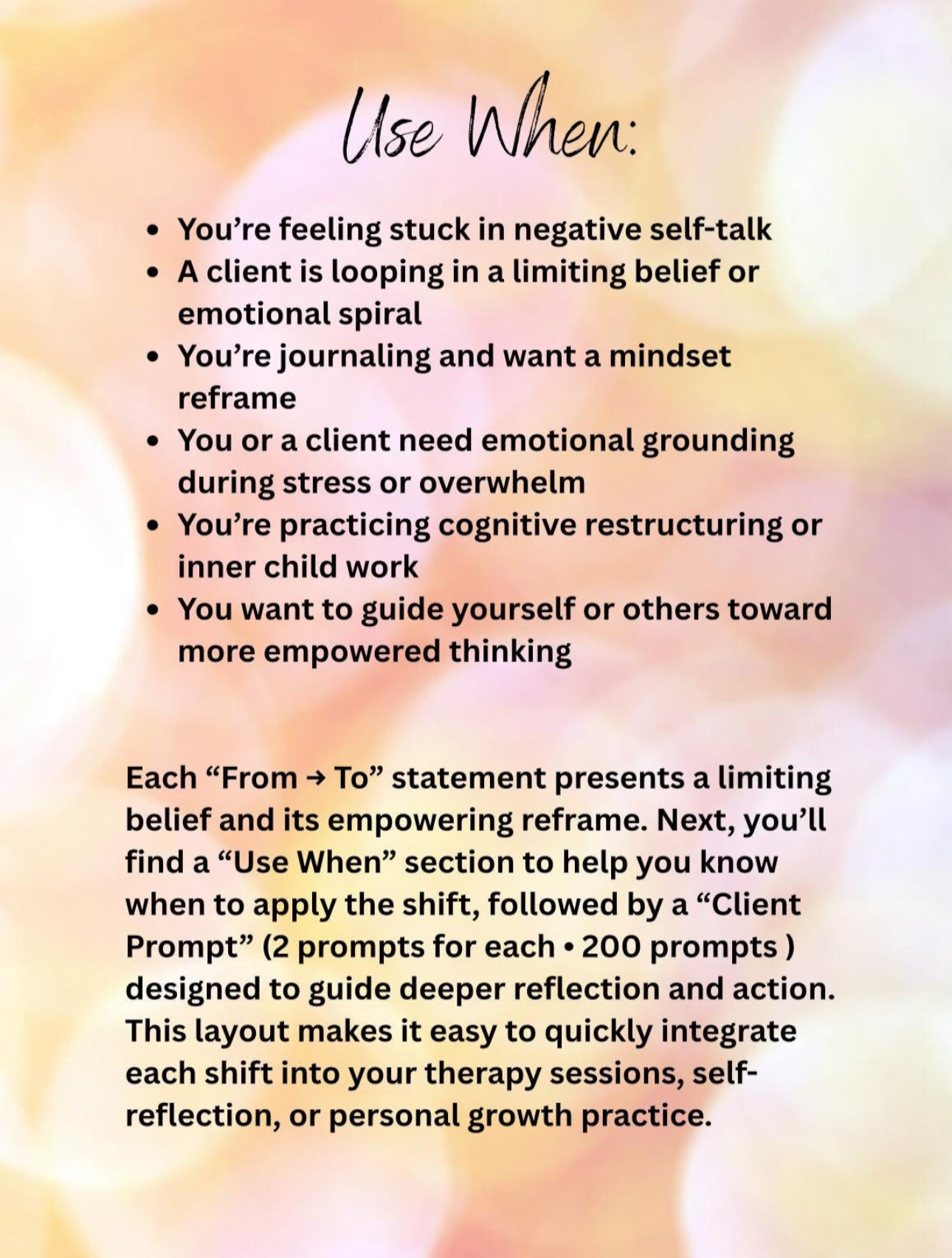 Therapeutic Perspective Shifts Cognitive Reframing Tool Mental Health Therapy Worksheets Inner Dialogue