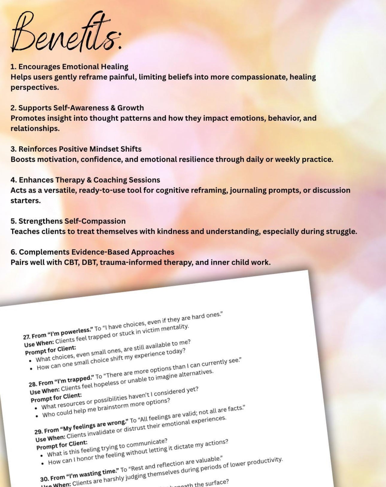 Therapeutic Perspective Shifts Cognitive Reframing Tool Mental Health Therapy Worksheets Inner Dialogue