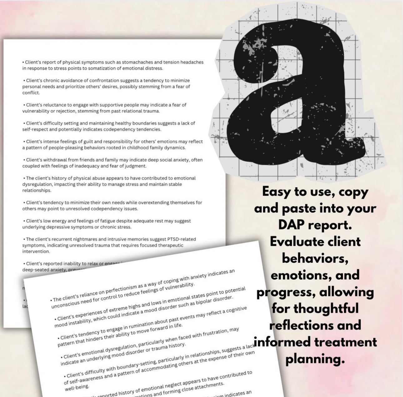 DAP Notes Bundle for Mental Health Professionals Data Assessment and Plan Clinical Documentation Progress Report