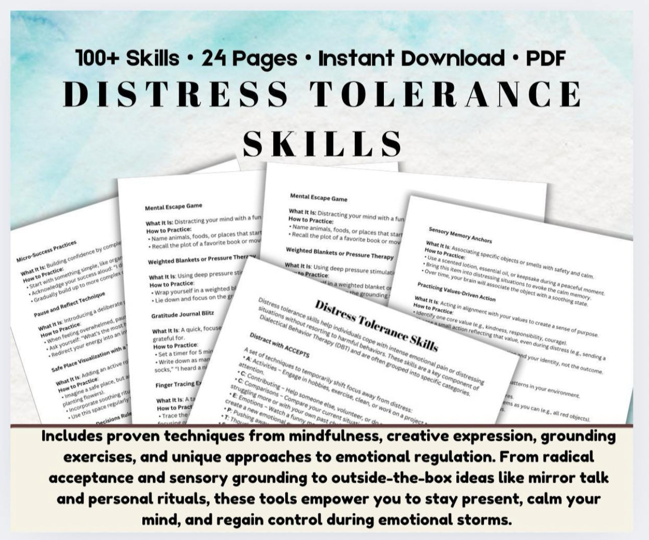 Distress Tolerance Skills Guide to Self Soothing Techniques & Coping Skills for Stress Relief Emotional Regulation