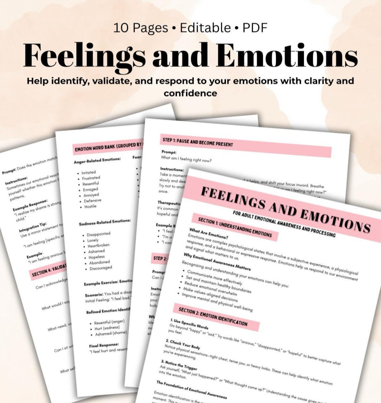 Feelings and Emotions Worksheets Emotional Awareness & Processing Workbook