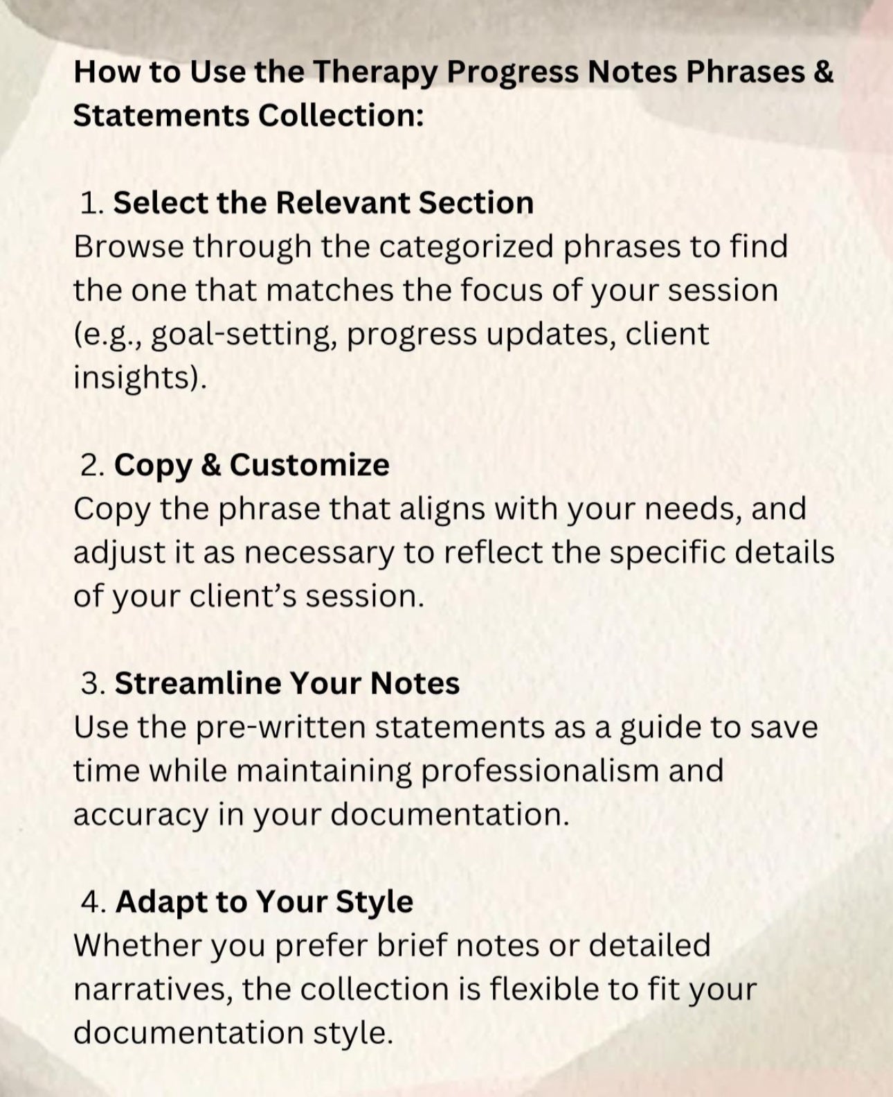 Therapy Progress Notes Clinical Phrases Therapy Statements Report Tool Therapeutic Notes