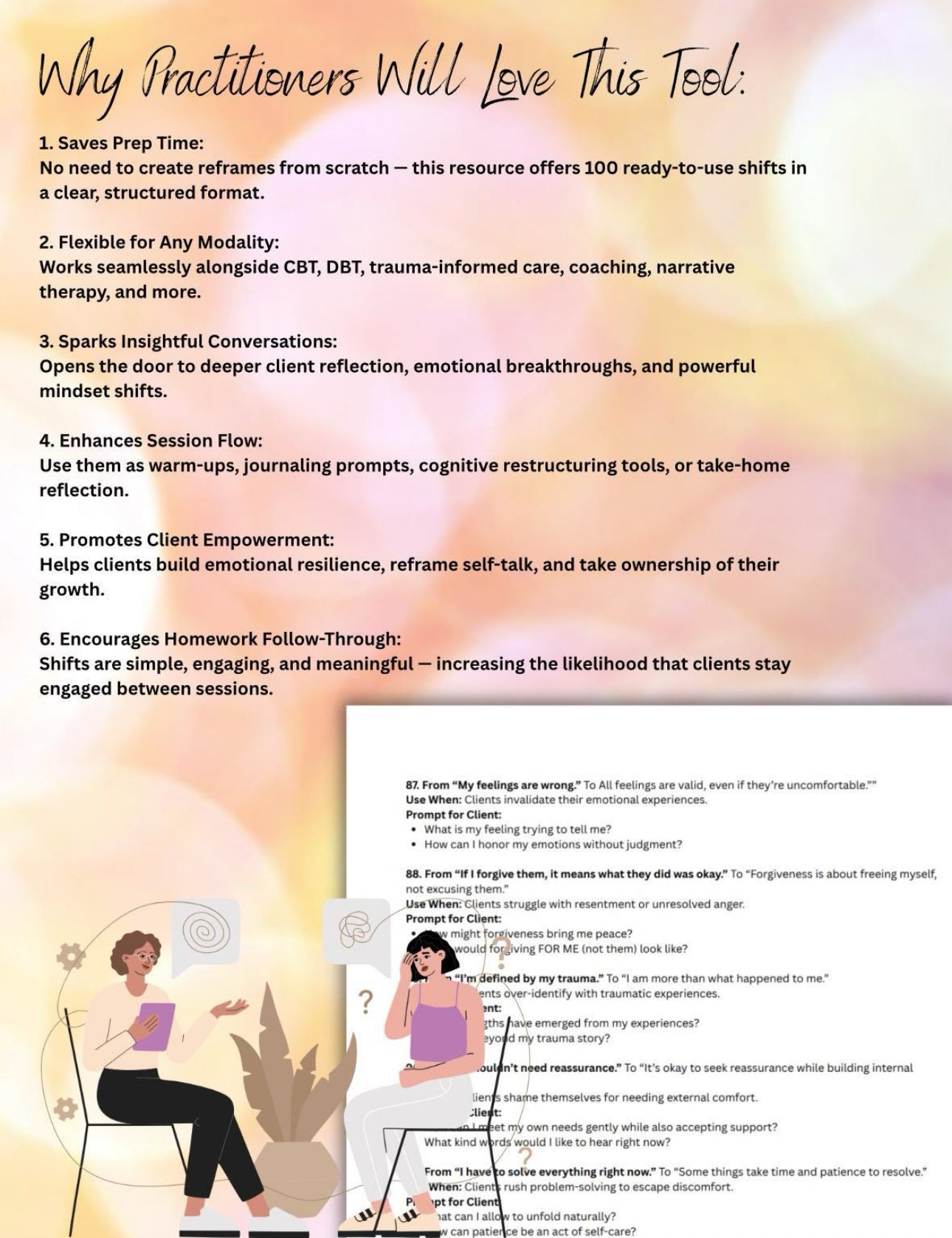 Therapeutic Perspective Shifts Cognitive Reframing Tool Mental Health Therapy Worksheets Inner Dialogue