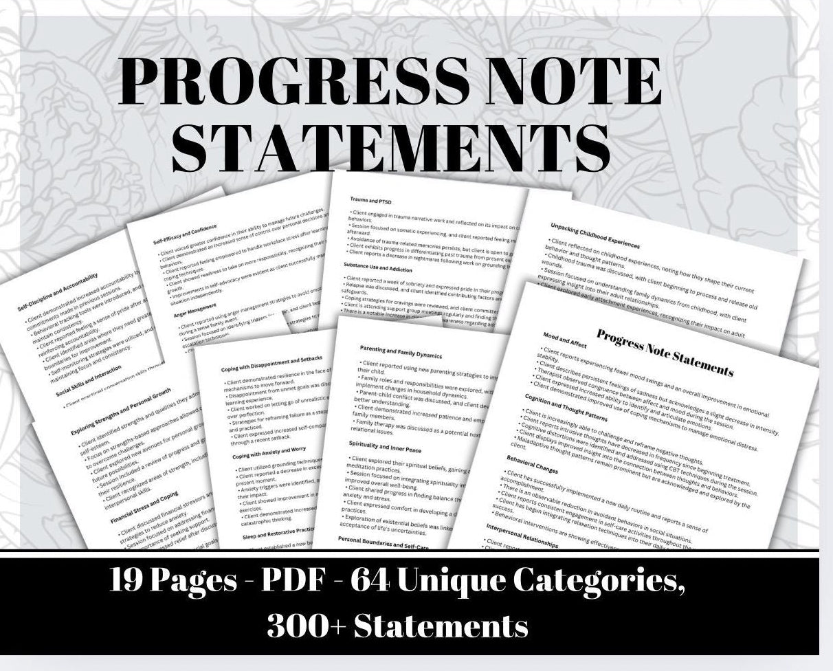 Therapy Progress Notes Clinical Phrases Therapy Statements Report Tool Therapeutic Notes