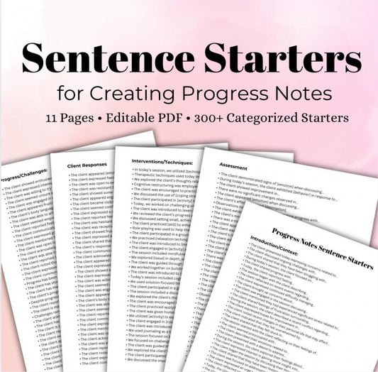 Therapy Sentence Starters for Progress Notes Guide for Efficient Documentation Time Saving Guide