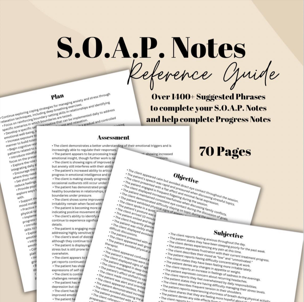 SOAP Notes Sentence Examples for Therapy Notes Progess Notes Assistant