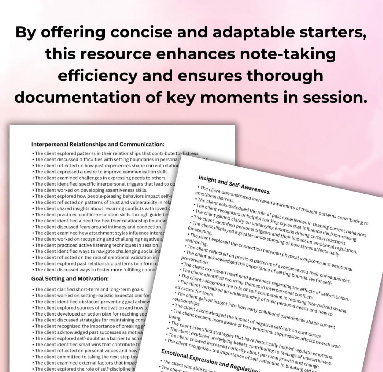 Therapy Sentence Starters for Progress Notes Guide for Efficient Documentation Time Saving Guide