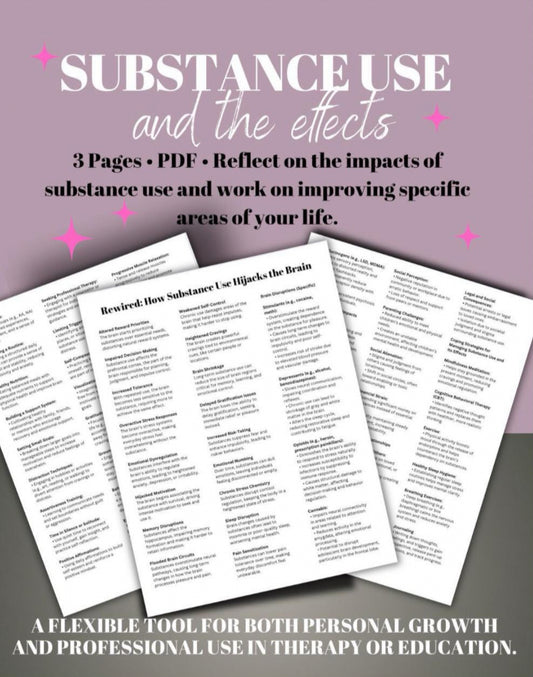 Substance Use and Effects Cheat Sheet Addiction Reference Guide Coping Strategies Personal Recovery Tool