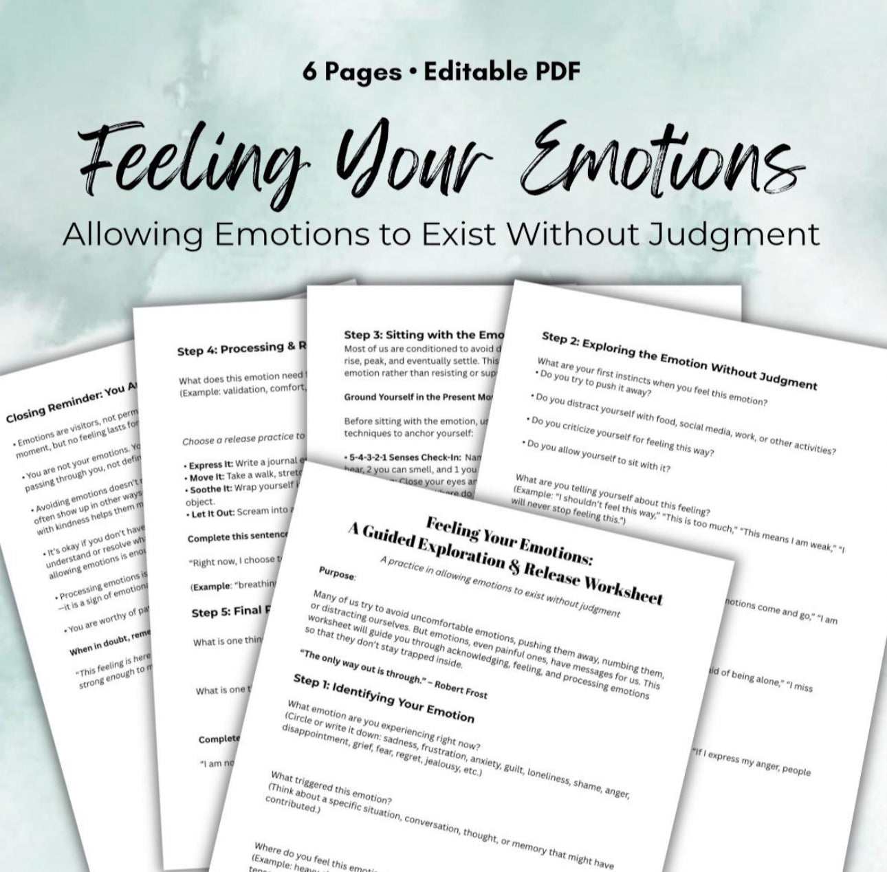 Feeling Your Emotions A Guided Exploration & Release Worksheet Emotional Healing Activity