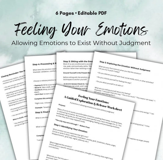 Feeling Your Emotions A Guided Exploration & Release Worksheet Emotional Healing Activity