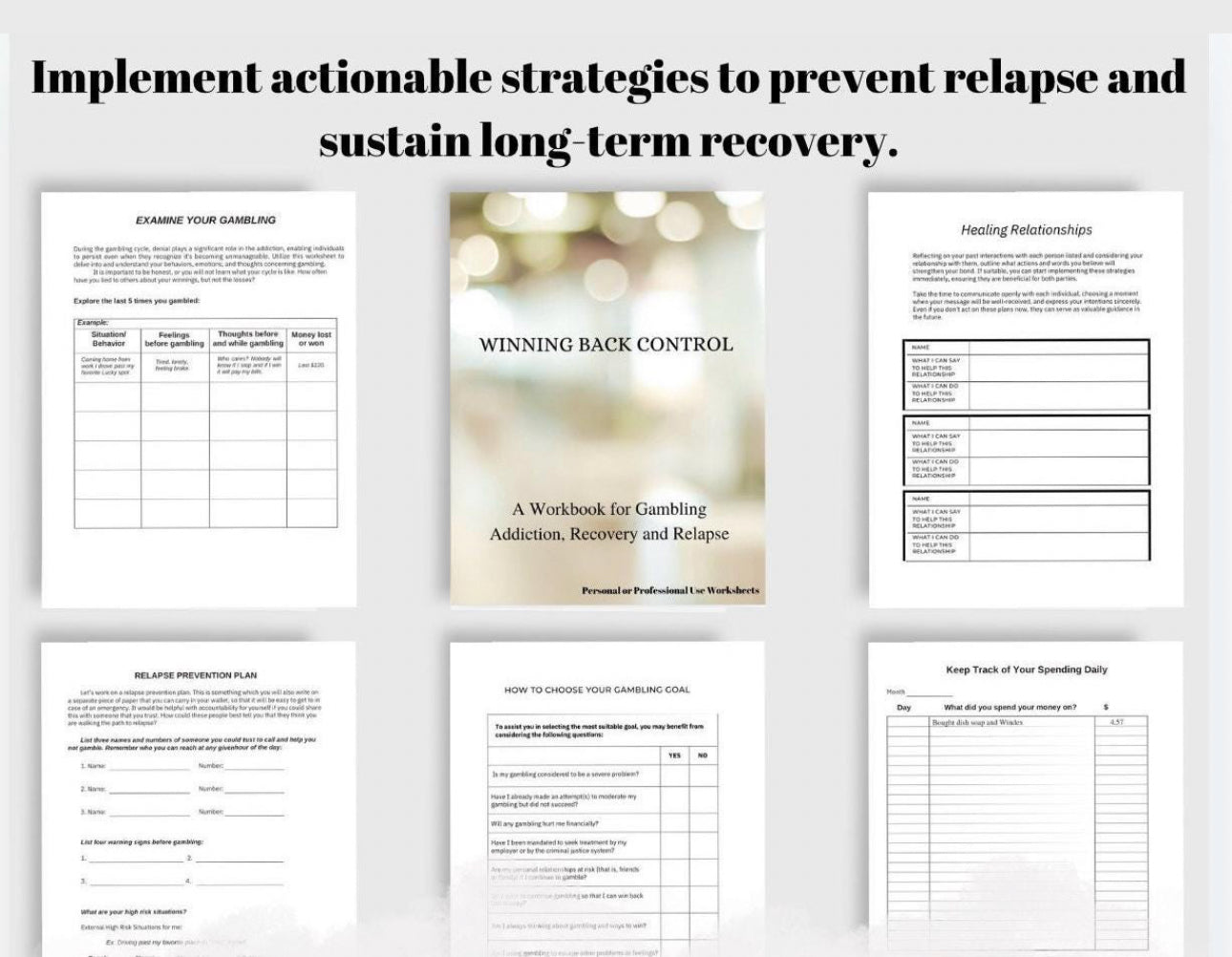Overcoming Gambling Addiction Recovery Workbook Therapy Toolbox