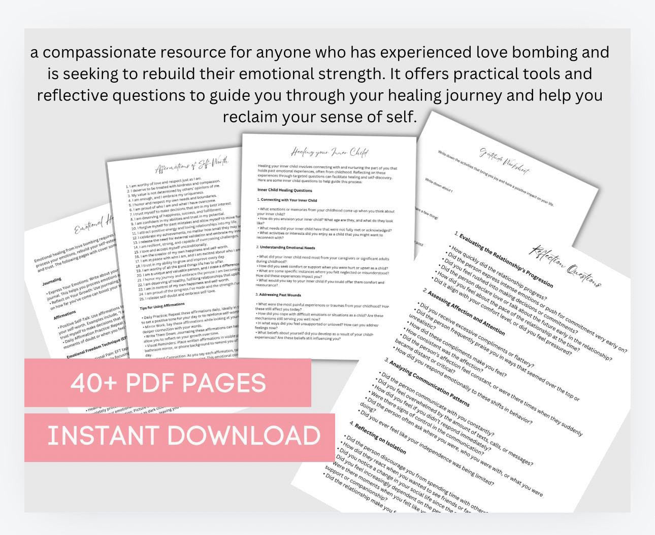 Love Bombing Relationship Toxic Love Worksheets PDF Emotional Regulation Tools  Abuse Recovery Emotional Abuse
