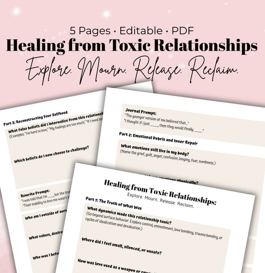 Healing from Toxic Relationship Worksheets