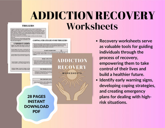 Addiction Recovery Worksheets for addiction sobriety guide for recovery relapse prevention