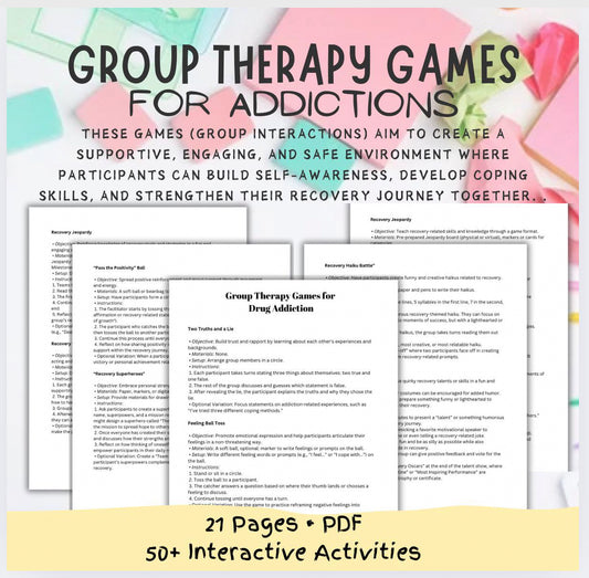 Group Therapy Games for Addiction Recovery Activities that Support Patients Substance Abuse Recovery Group Therapist Tool