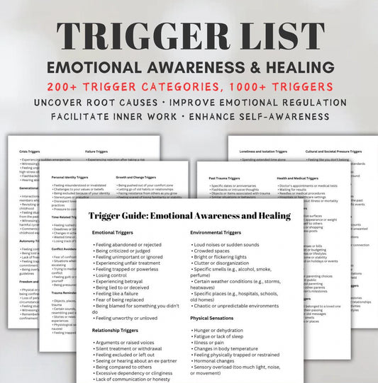 Mental Health Triggers List for Emotional Reactions, Deep Reflection Unresolved Issues & Root Causes