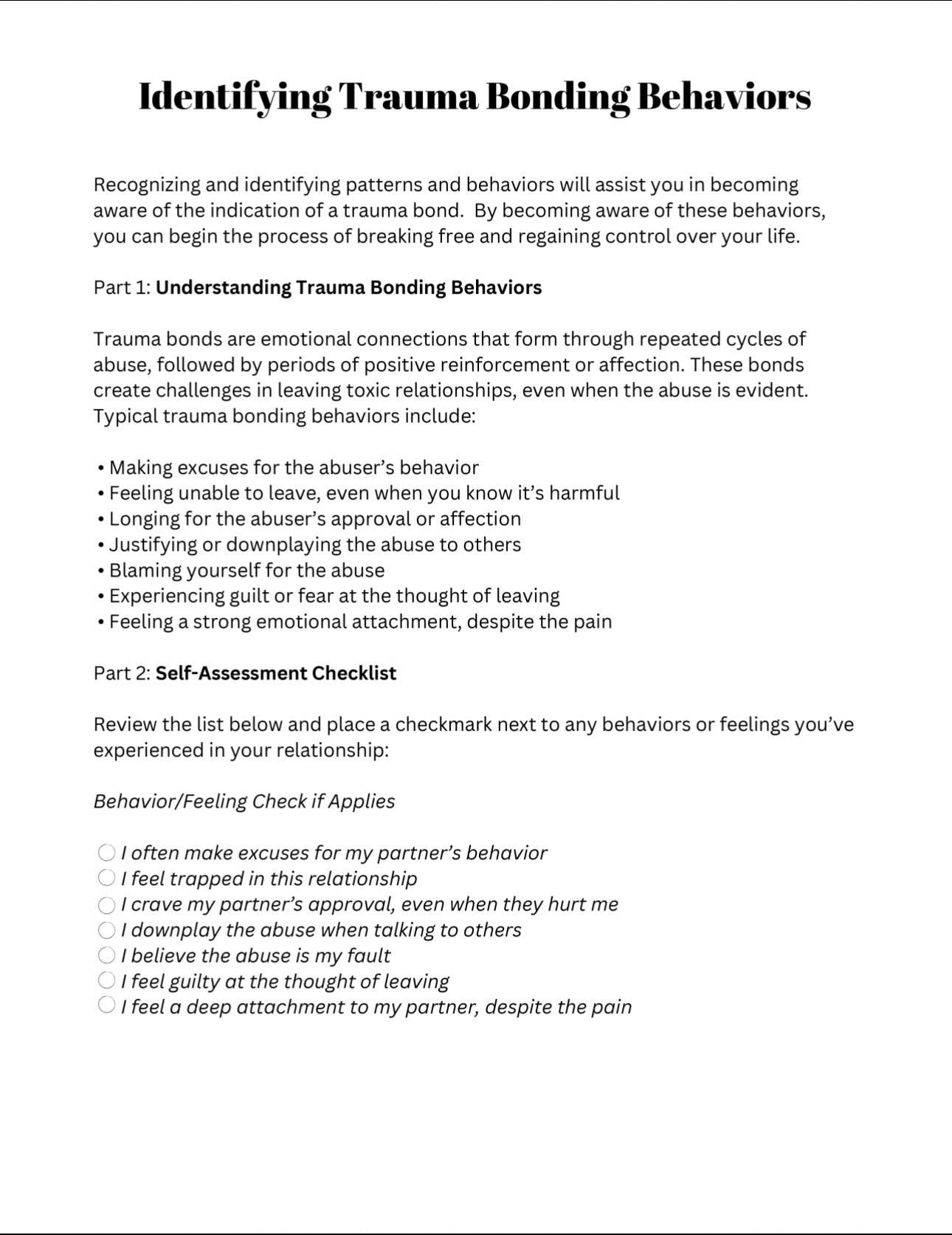 Trauma Bonding Understanding and Overcoming Trauma Bond Survivor Recovery Workbook