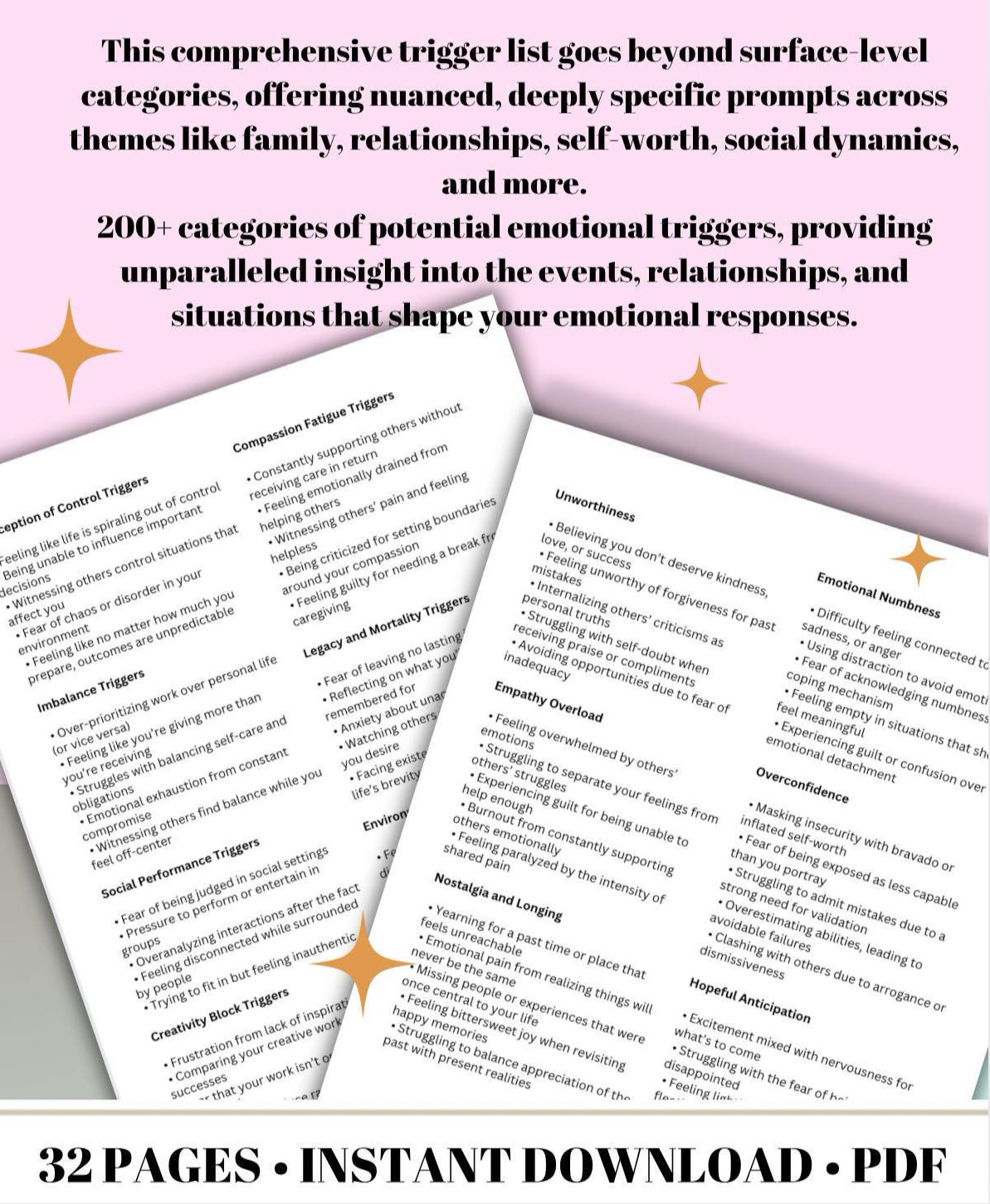 Mental Health Triggers List for Emotional Reactions, Deep Reflection Unresolved Issues & Root Causes