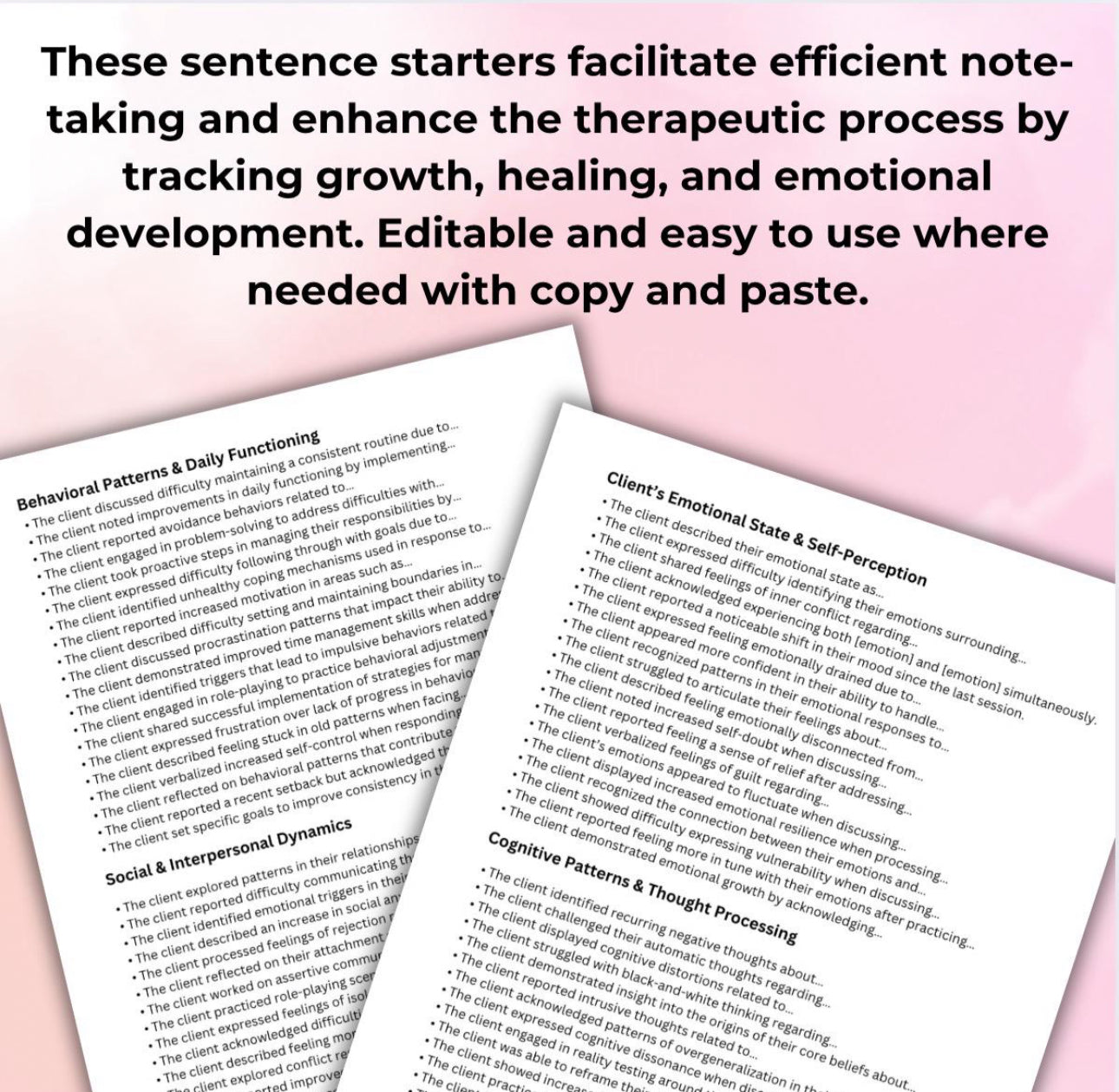 Therapy Sentence Starters for Progress Notes Guide for Efficient Documentation Time Saving Guide
