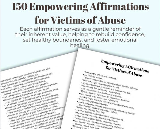 Affirmations for Abuse Victims Printable Reminders Self Care PDF