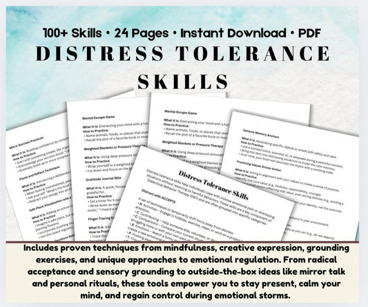 Distress Tolerance Skills Guide to Self Soothing Techniques & Coping Skills for Stress Relief Emotional Regulation