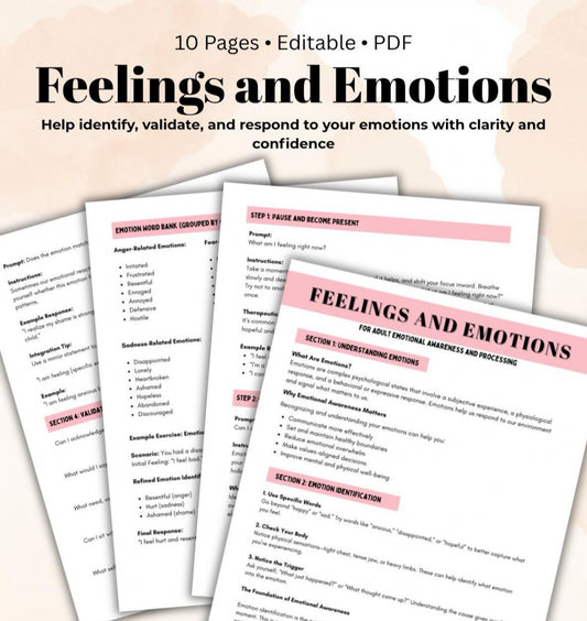 Feelings and Emotions Worksheets Emotional Awareness & Processing Workbook