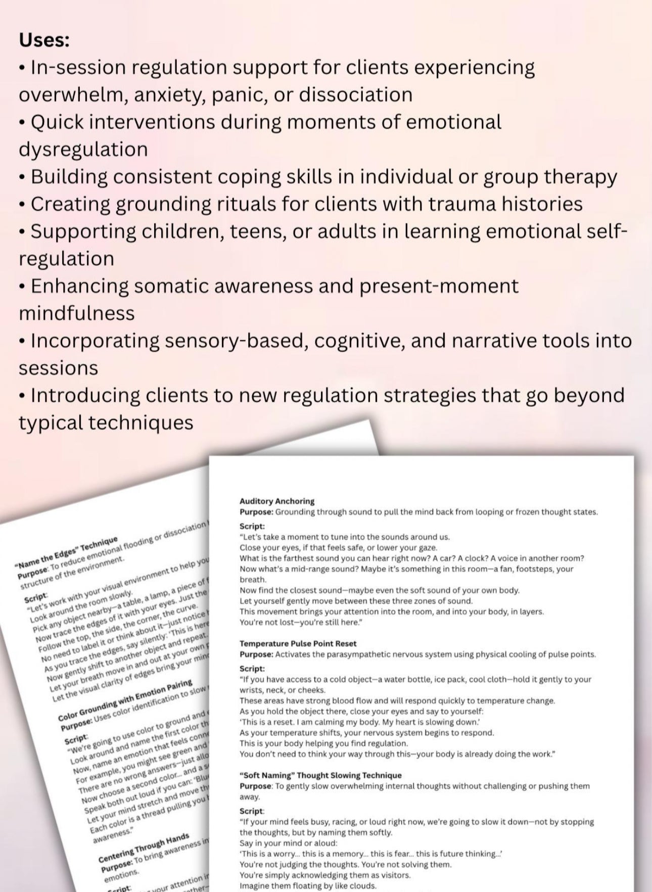 Grounding and Regulation Script Bank Unique Techniques for Therapy Sessions Emotional Balance