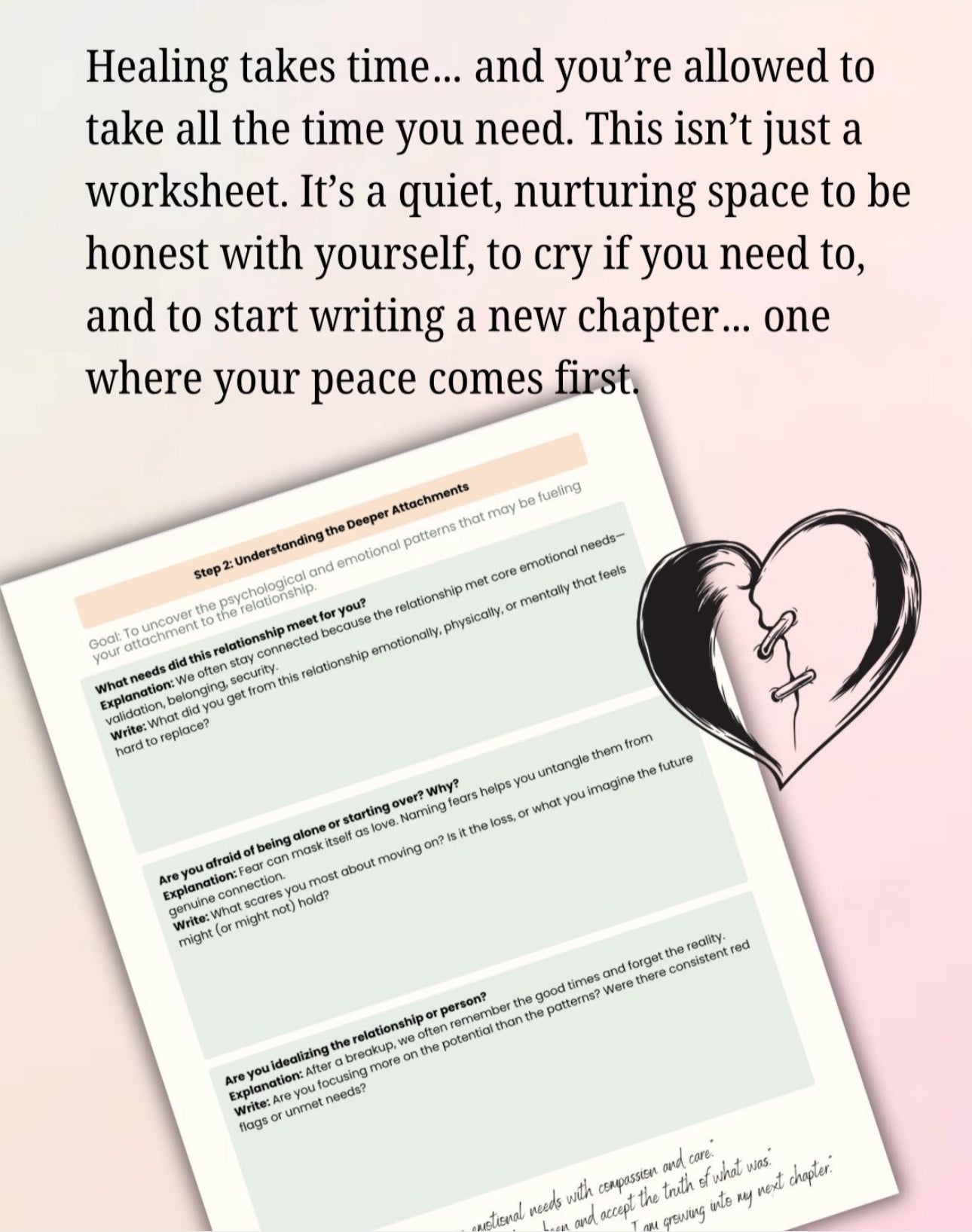 Why Can’t I Let You Go? Breakup Healing & Emotional Release Worksheet Self-Reflection Prompts