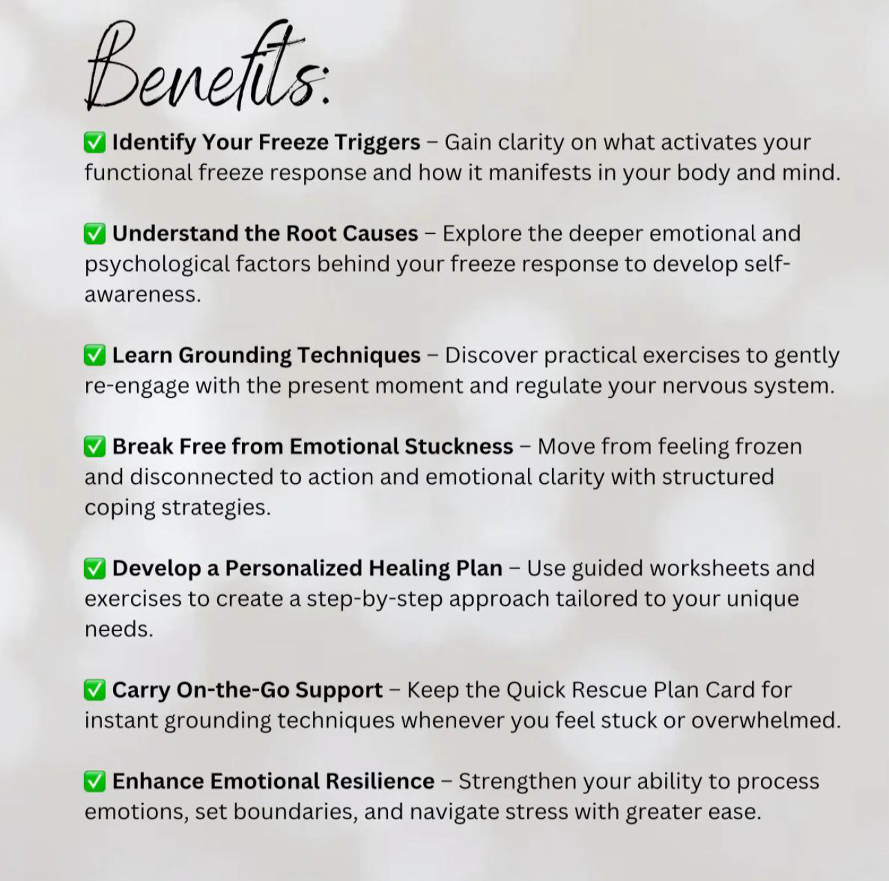 Functional Freeze Recovery Toolkit Trauma Healing Worksheets