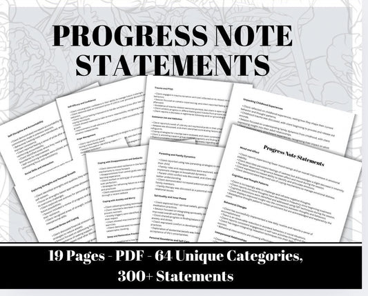 Therapy Progress Notes Clinical Phrases Therapy Statements Report Tool Therapeutic Notes