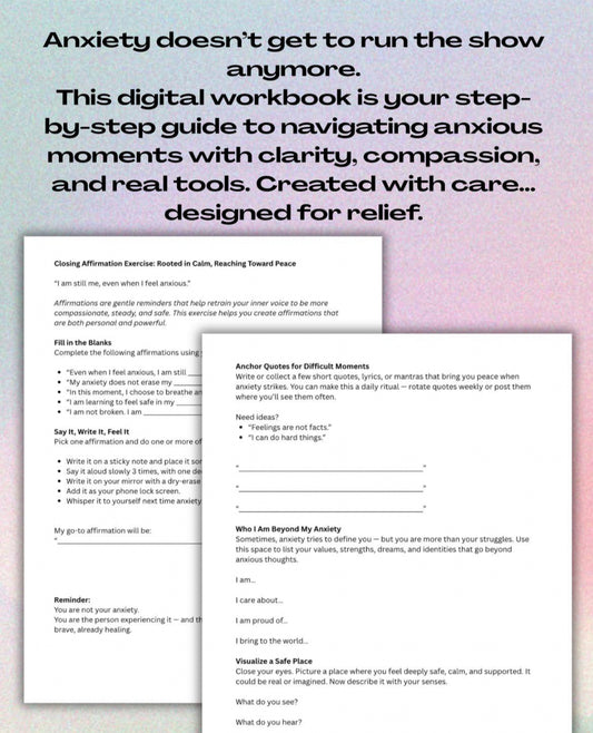 Anxiety Coping Skills Workbook Digital Mental Health Journal Printable PDF Calming Tools