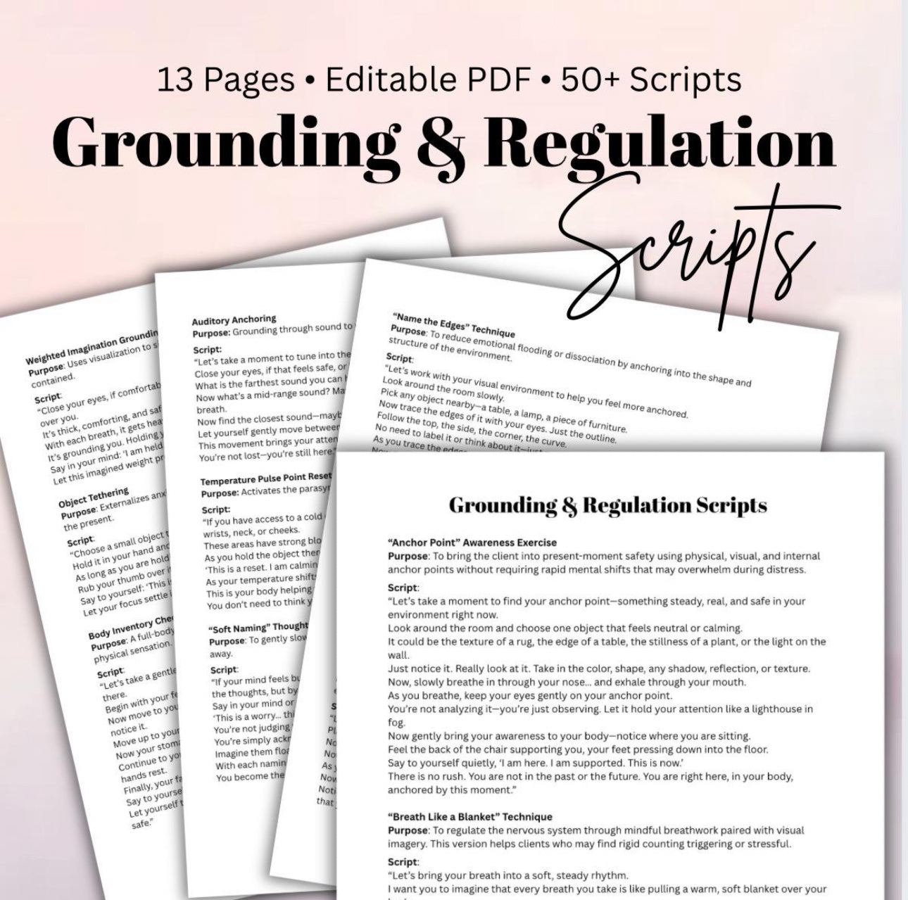 Grounding and Regulation Script Bank Unique Techniques for Therapy Sessions Emotional Balance