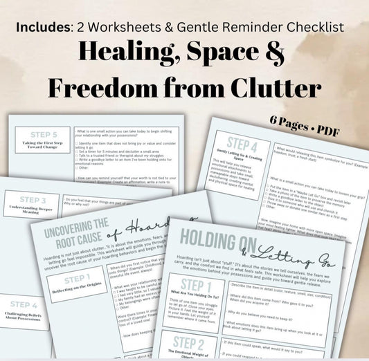 Hoarding Recovery Workbook, Worksheets for Letting Go, Healing & Creating Space Emotional Attachment of Belongings