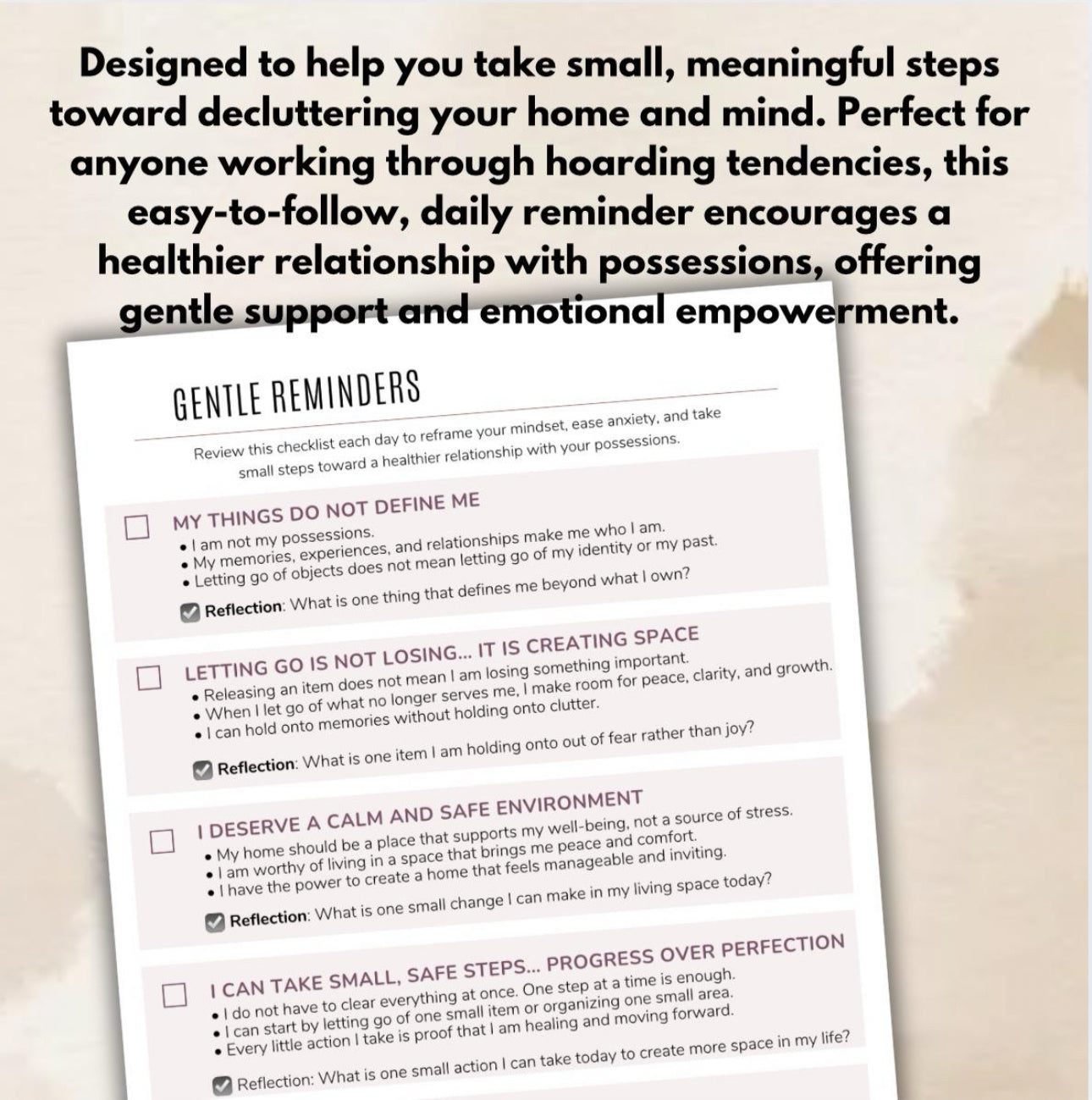 Hoarding Recovery Workbook, Worksheets for Letting Go, Healing & Creating Space Emotional Attachment of Belongings