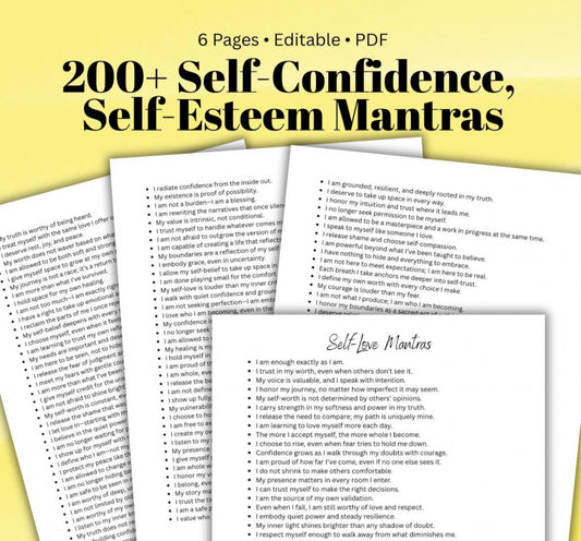 Self-Confidence Self-Esteem Mantras Daily Affirmations for Inner Strength Healing Therapy Personal Growth Tool