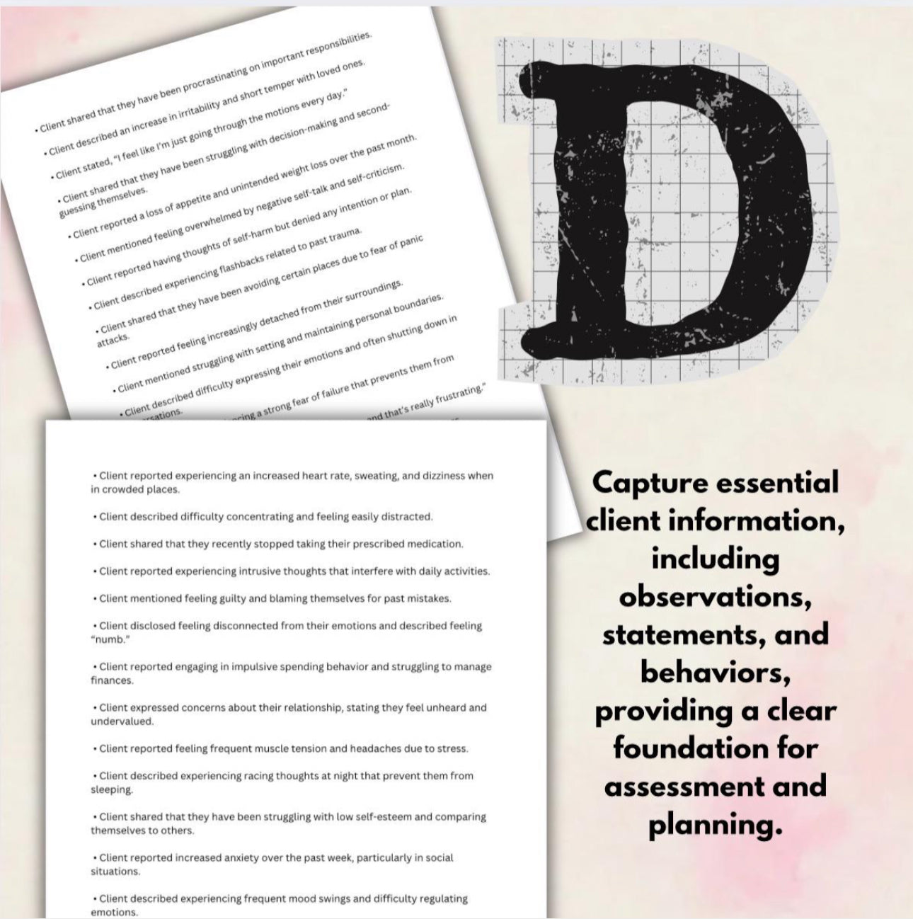 DAP Notes Bundle for Mental Health Professionals Data Assessment and Plan Clinical Documentation Progress Report