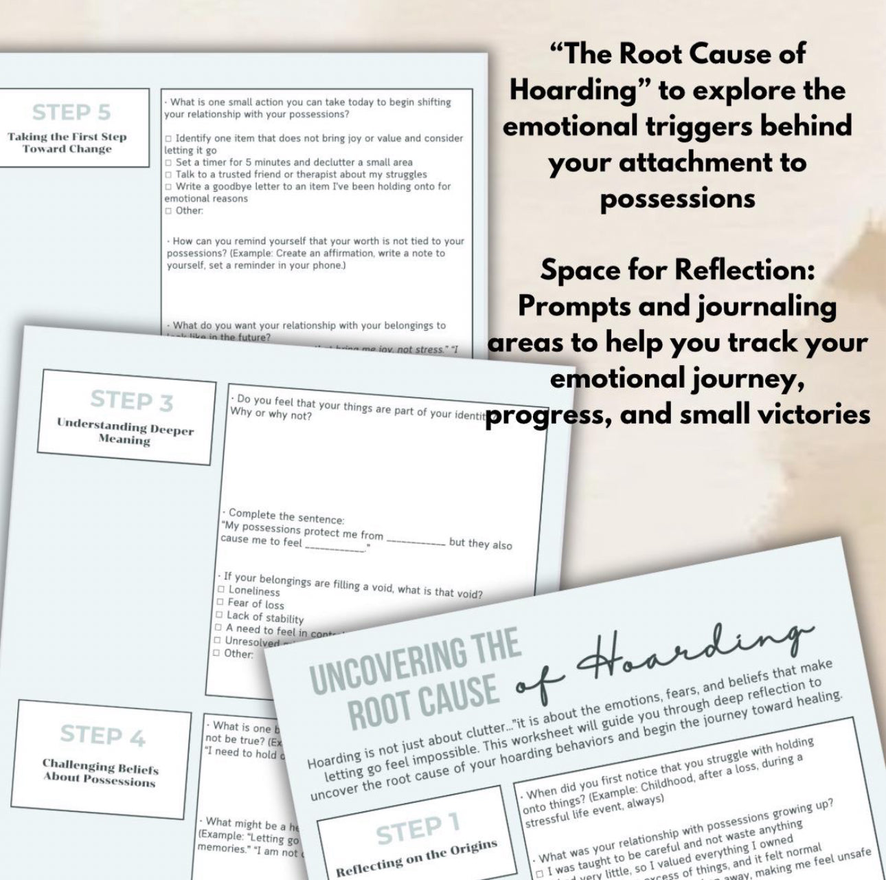 Hoarding Recovery Workbook, Worksheets for Letting Go, Healing & Creating Space Emotional Attachment of Belongings