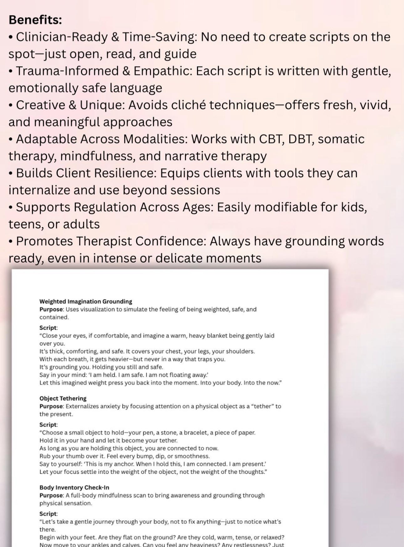Grounding and Regulation Script Bank Unique Techniques for Therapy Sessions Emotional Balance